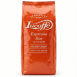 paquet lucaffè espresso bar café en grains 1 kg de face sur fond blanc.