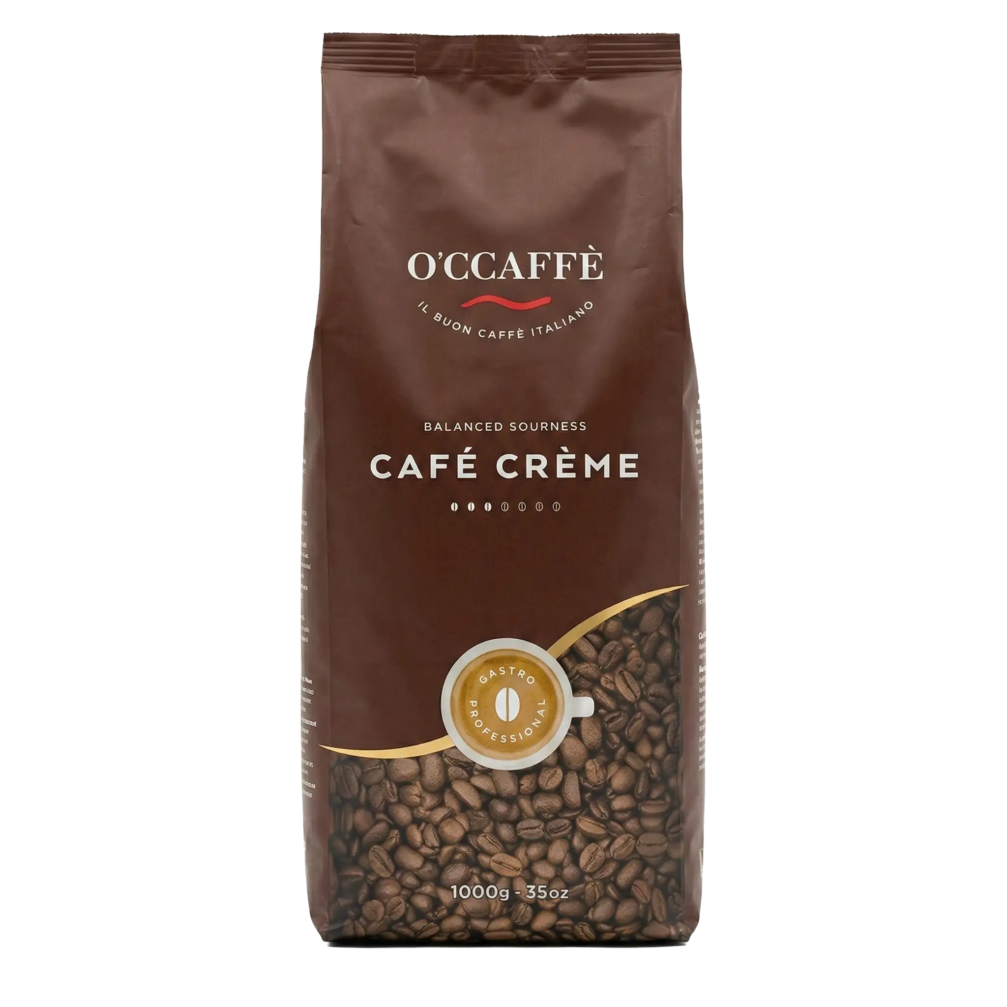 Café en grains O'CCAFFÈ Café Crème Professional 1kg - 30% Arabica 70% Robusta - torréfié en Italie