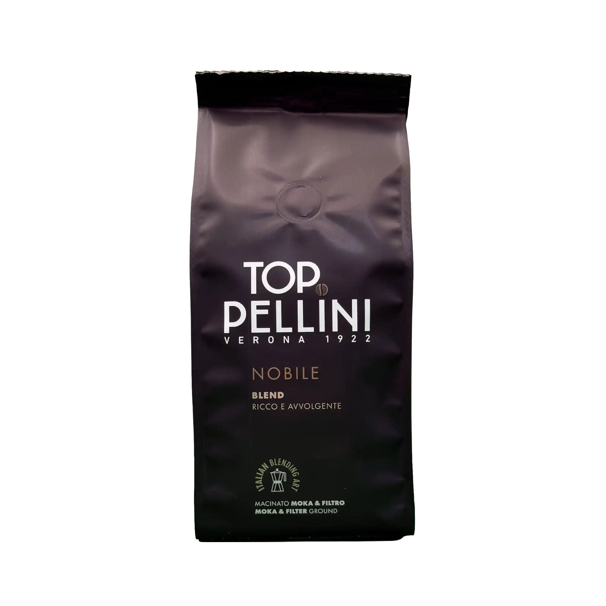 Café moulu Pellini Top Nobile 185g — blend Arabica Robusta — torréfaction italienne Vérone