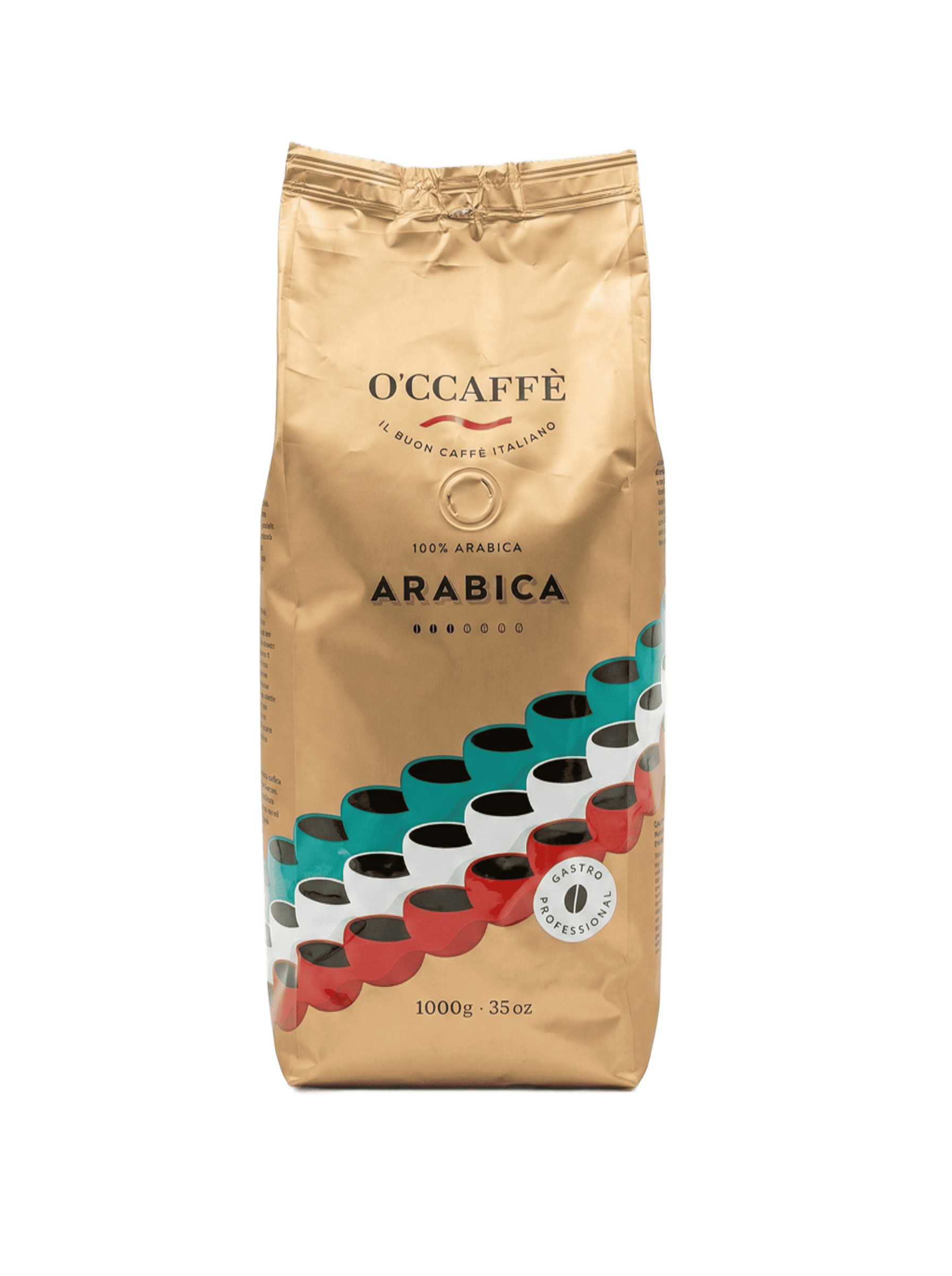 Café en grains O'CCAFFÈ 100% Arabica 1kg — Brésil Éthiopie Pérou — torréfaction italienne