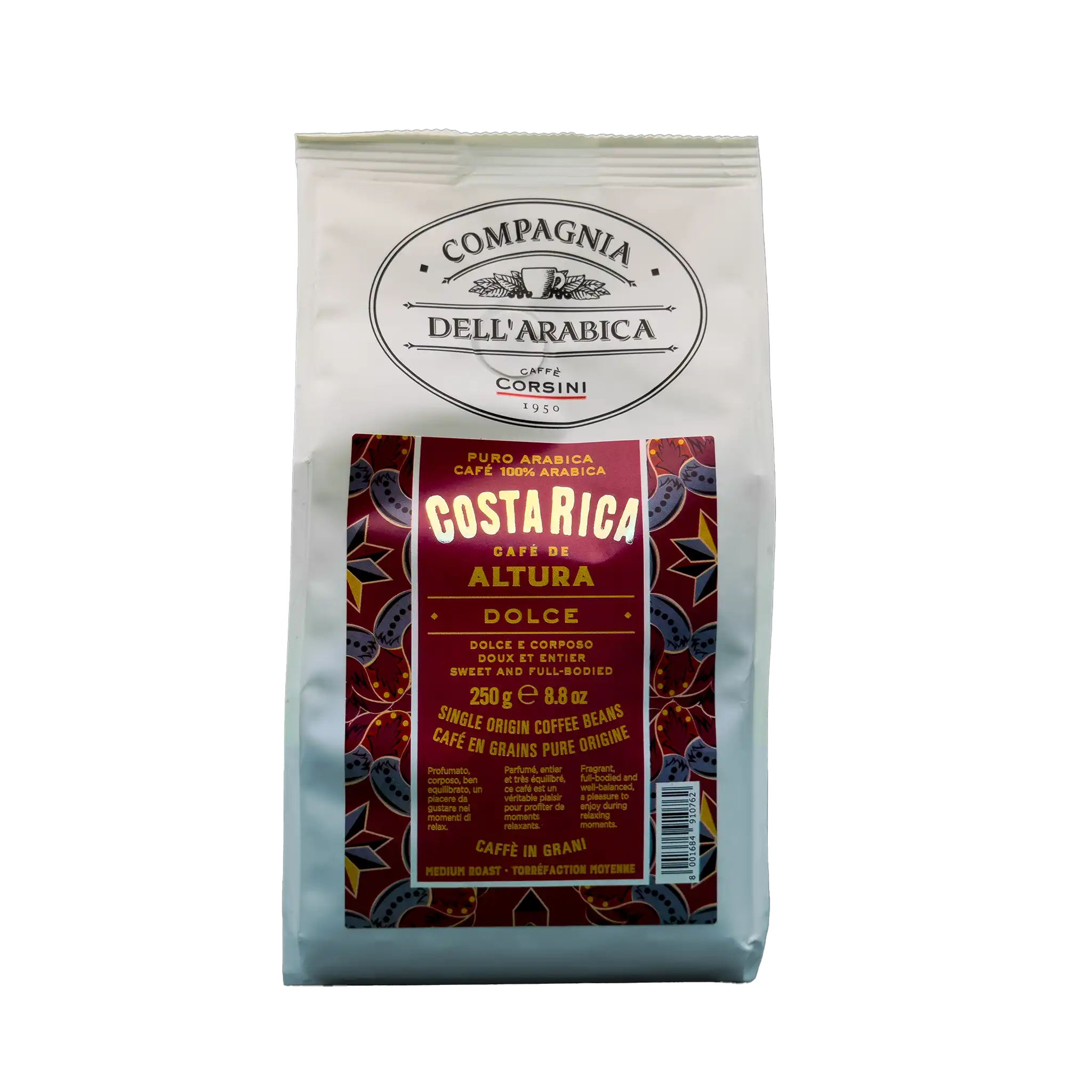 Café en grains Corsini Costa Rica Tarrazu 250g — 100% Arabica pure origine — torréfaction italienne