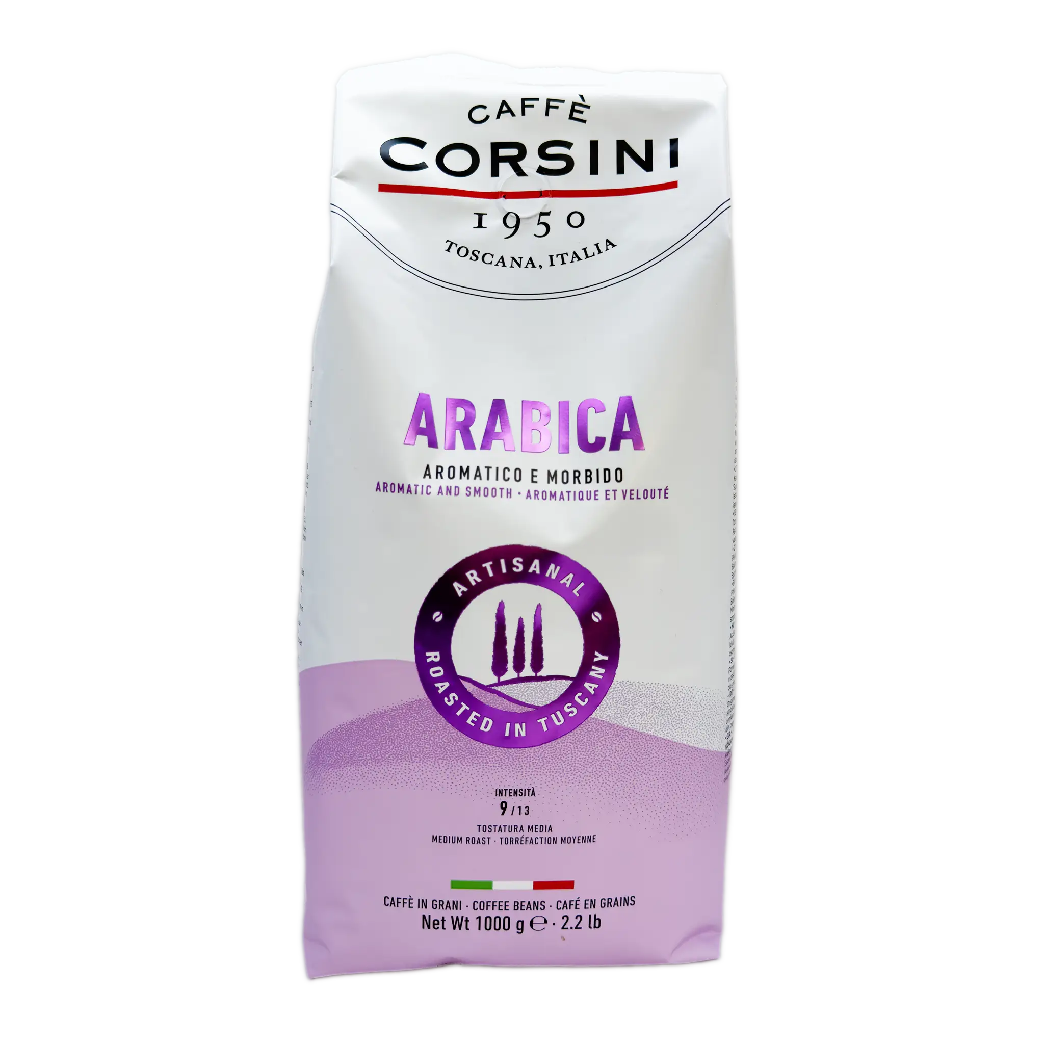 Café en grains Corsini Arabica 1kg — 100% Arabica — torréfié en Italie