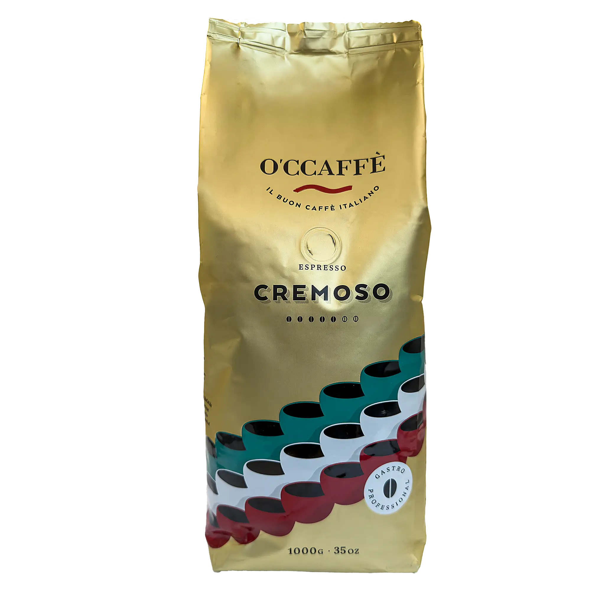 Café en grains O'CCAFFÈ Cremoso 1kg — 50% Arabica 50% Robusta — torréfié en Italie