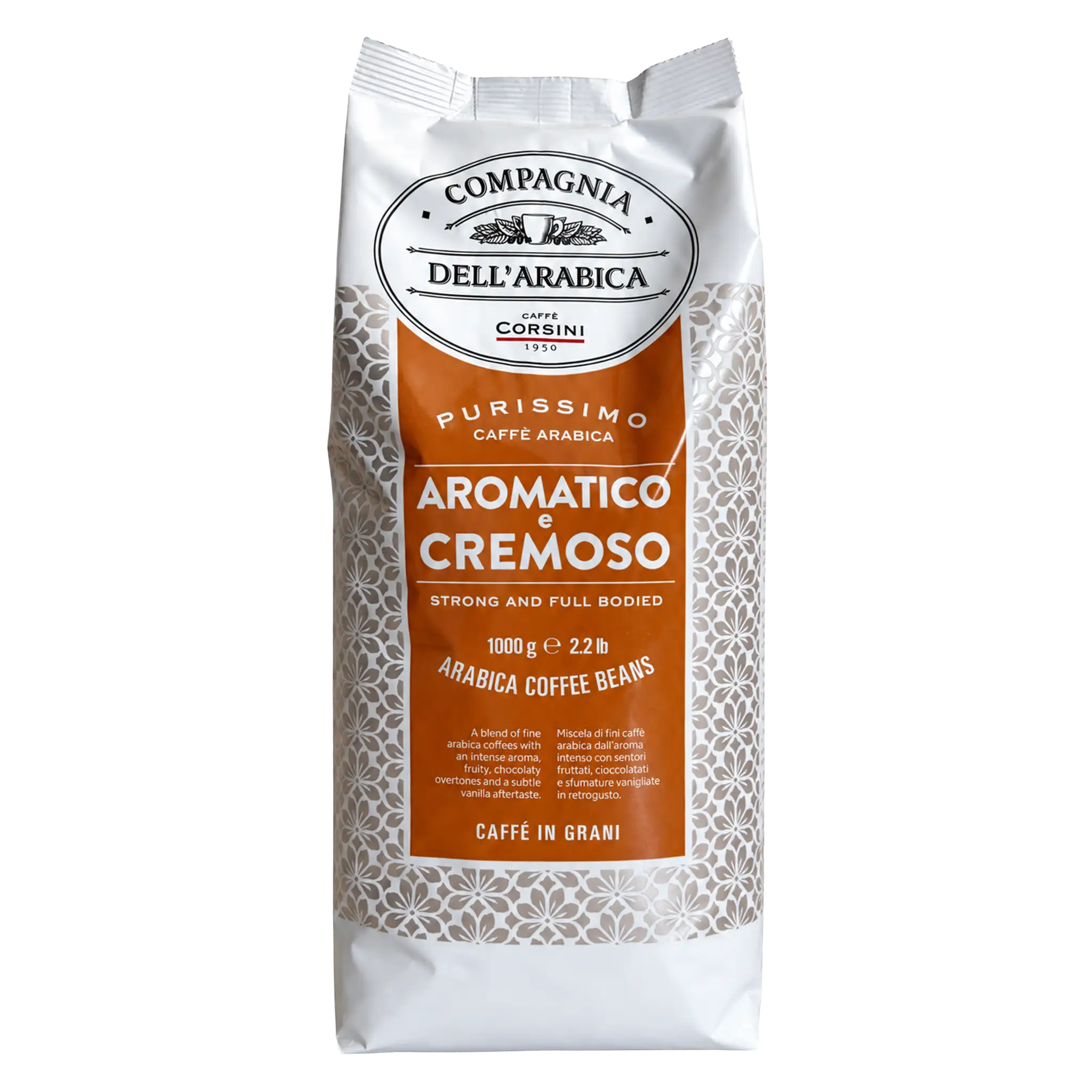 Café en grains Corsini Aromatico e Cremoso 1kg - 100% Arabica - torréfié en Italie
