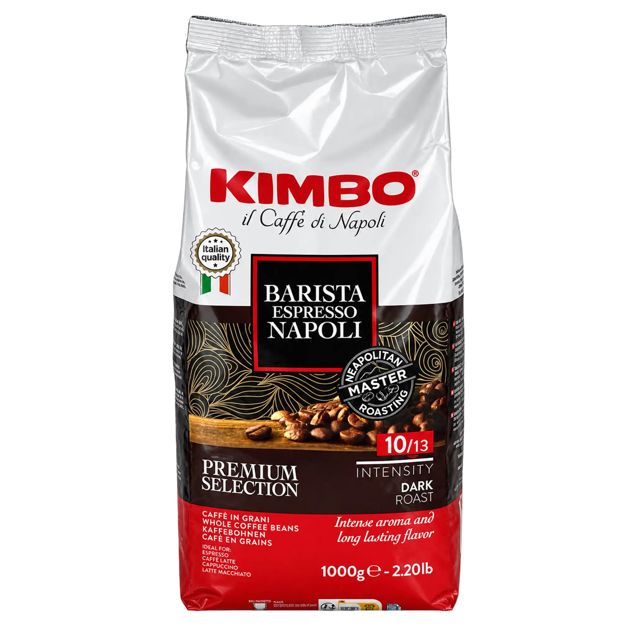 Café en grains Kimbo Barista Espresso Napoli 1kg — 80% Arabica 20% Robusta — torréfié en Italie
